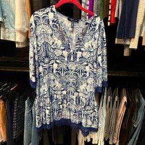 Navy and White Floral dress or coverup